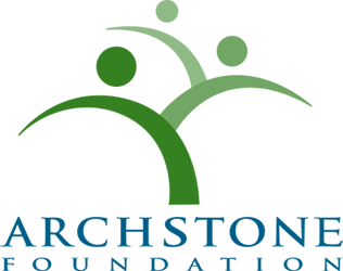 Archstone Foundation Logo - Green tree icon above blue serif type