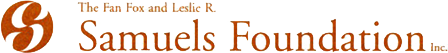 Fan Fox and Leslie R. Samuels Foundation Logo - Orange serif type with S inside circle to left