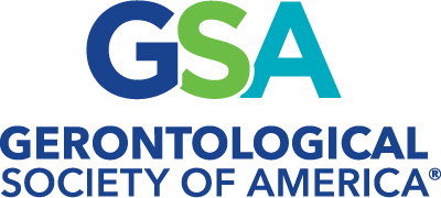 Gerontological Society of America Logo - Dark blue sans-serif type with hourglass icon to left