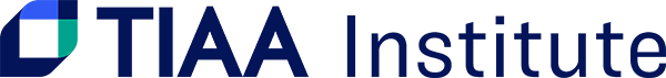 TIAA Institute Logo - Dark blue sans-serif type with blue tone shape to left